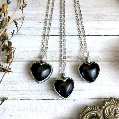 Black Crystal Heart, Black Stone Necklace, Bohemian Jewelry, Crystal heart, Crystal Necklace, Crystal Necklaces, Etsy ID: 760153511, FOXLARK- NECKLACES, Gothic Jewelry, Healing Crystal, Heart Necklace, Heart Pendant, Jewelry, Necklaces, Obsidian Heart, Ob