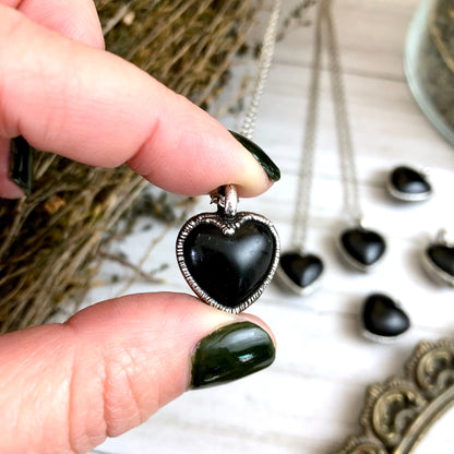 Black Crystal Heart, Black Stone Necklace, Bohemian Jewelry, Crystal heart, Crystal Necklace, Crystal Necklaces, Etsy ID: 760153511, FOXLARK- NECKLACES, Gothic Jewelry, Healing Crystal, Heart Necklace, Heart Pendant, Jewelry, Necklaces, Obsidian Heart, Ob