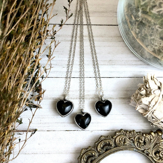 Black Crystal Heart, Black Stone Necklace, Bohemian Jewelry, Crystal heart, Crystal Necklace, Crystal Necklaces, Etsy ID: 760153511, FOXLARK- NECKLACES, Gothic Jewelry, Healing Crystal, Heart Necklace, Heart Pendant, Jewelry, Necklaces, Obsidian Heart, Ob