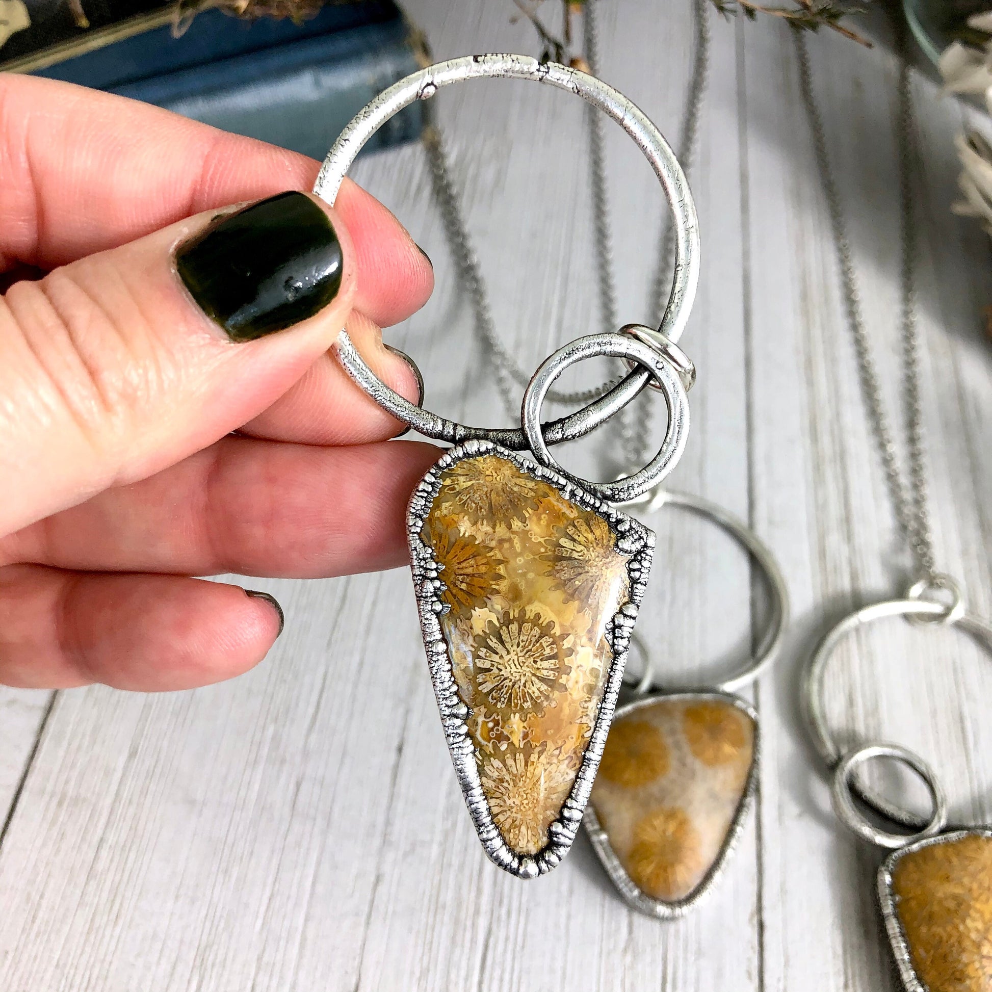 Bohemian Fashion, Bohemian Jewelry, Crystal Jewelry, Crystal Necklace, Crystal Necklaces, Crystal pendant, Etsy ID: 1100808239, Fossilized Coral, FOXLARK- NECKLACES, Gift for her, Healing Crystal, Jewelry, Jewelry For Woman, Necklaces, sale, Silver Jewelr