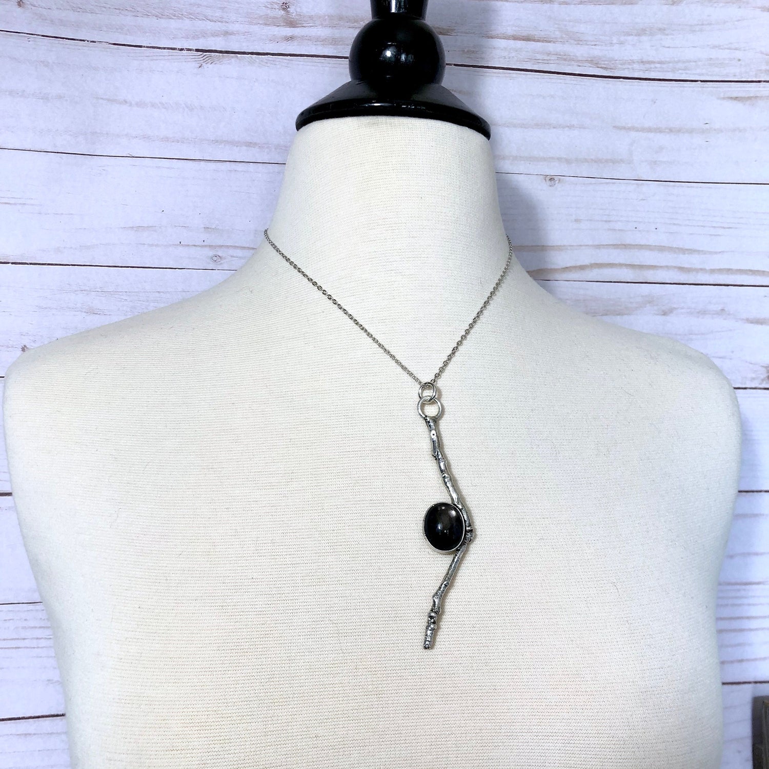 Sticks & Stones Necklace Pendant / Crystal Necklace Black Star Sunstone Silver Necklace