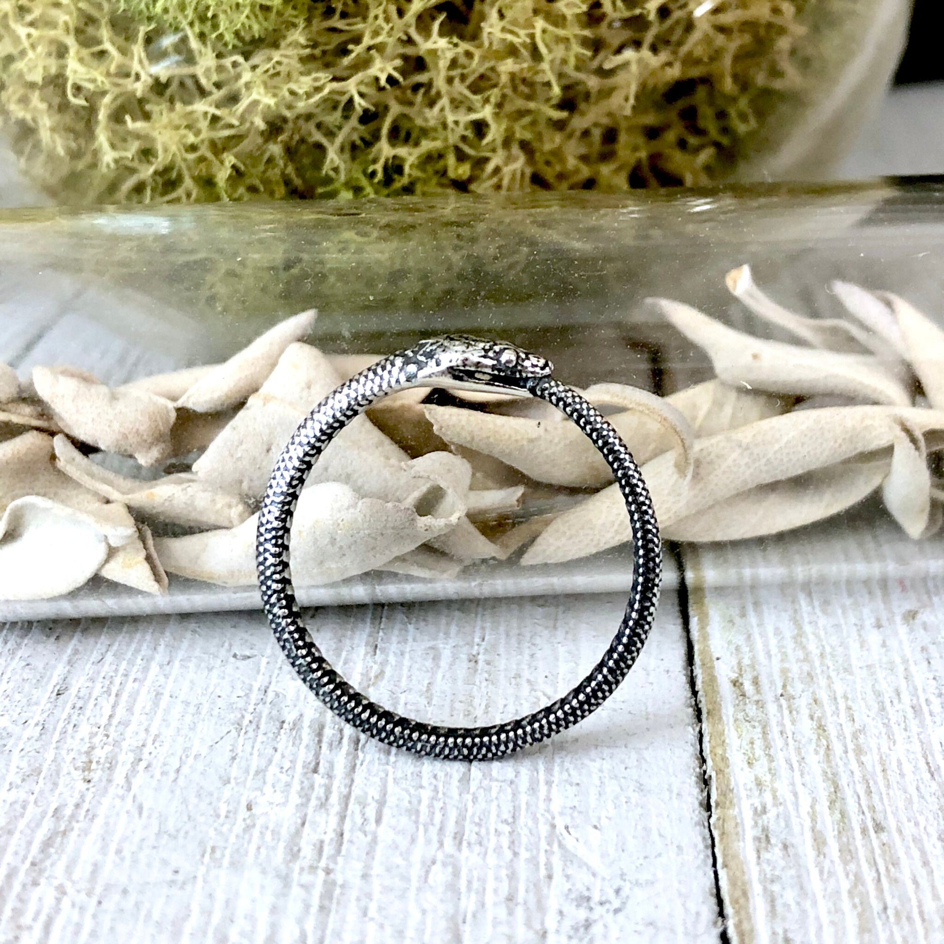 Ouroboros Snake Ring in Sterling Silver / Size 7 8 9 10 11 Curated  Collection.