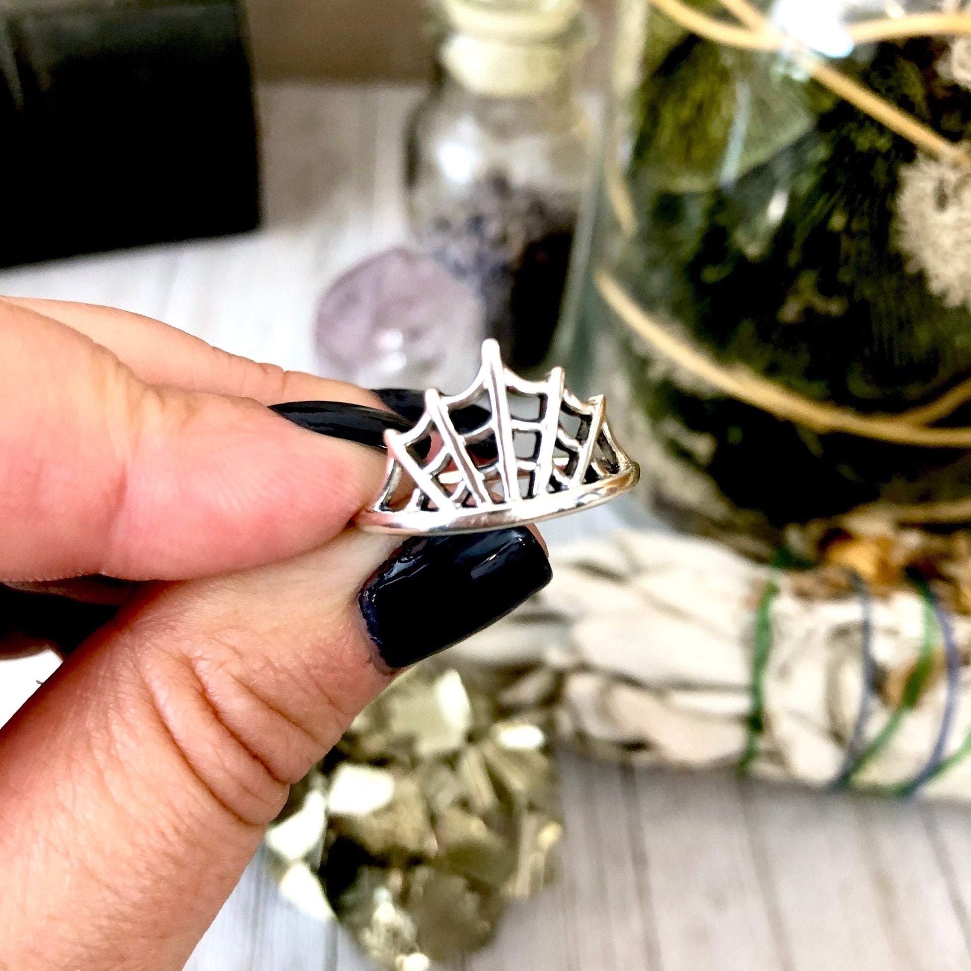 Spider Web Ring in Sterling Silver /.
