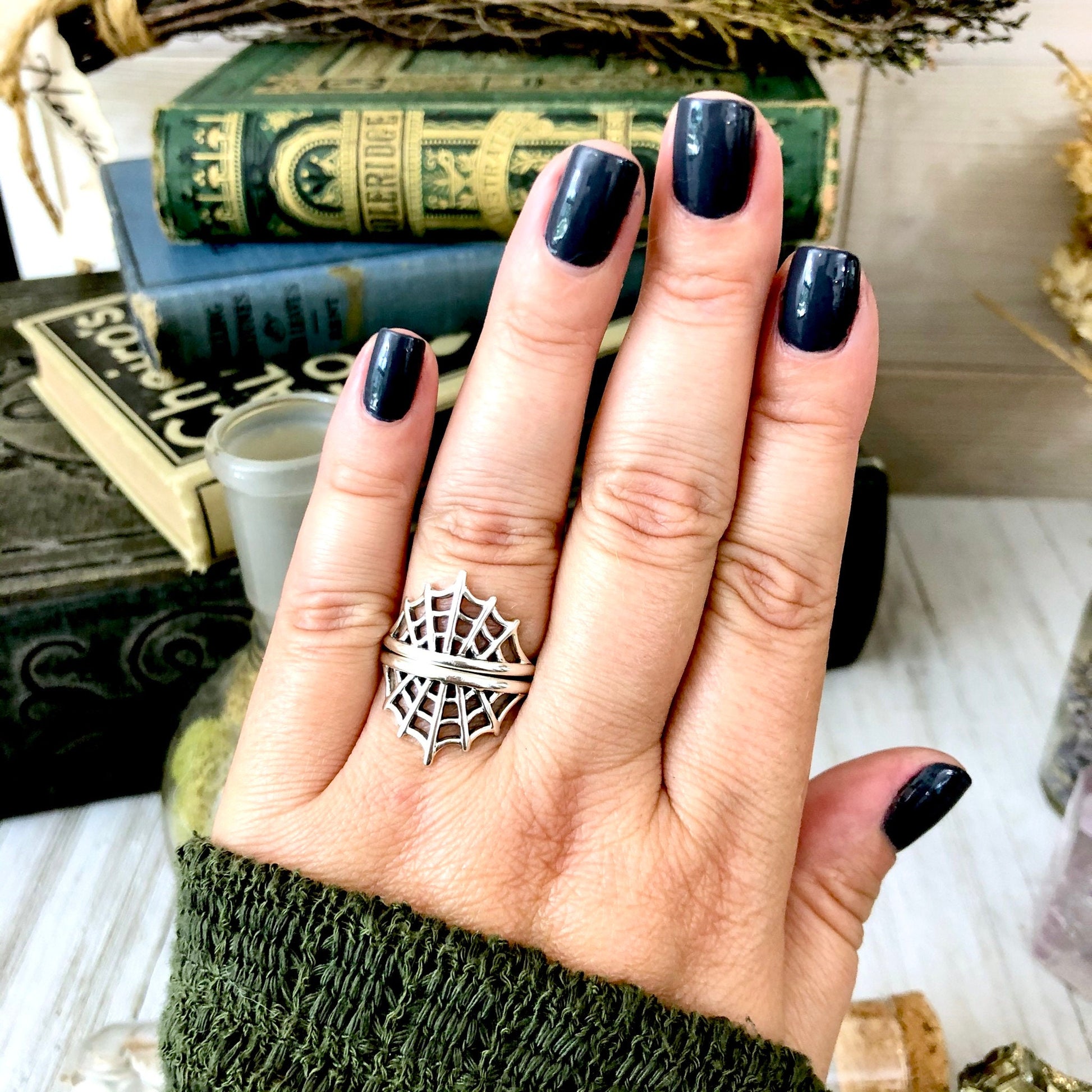 Spider Web Ring in Sterling Silver /.