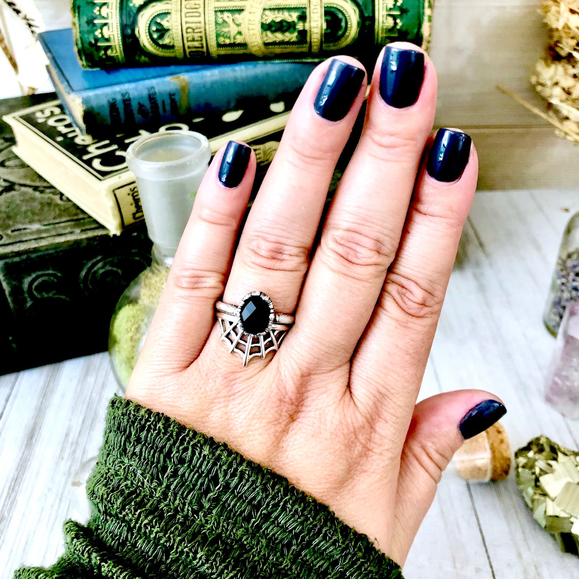 Spider Web Ring in Sterling Silver /.