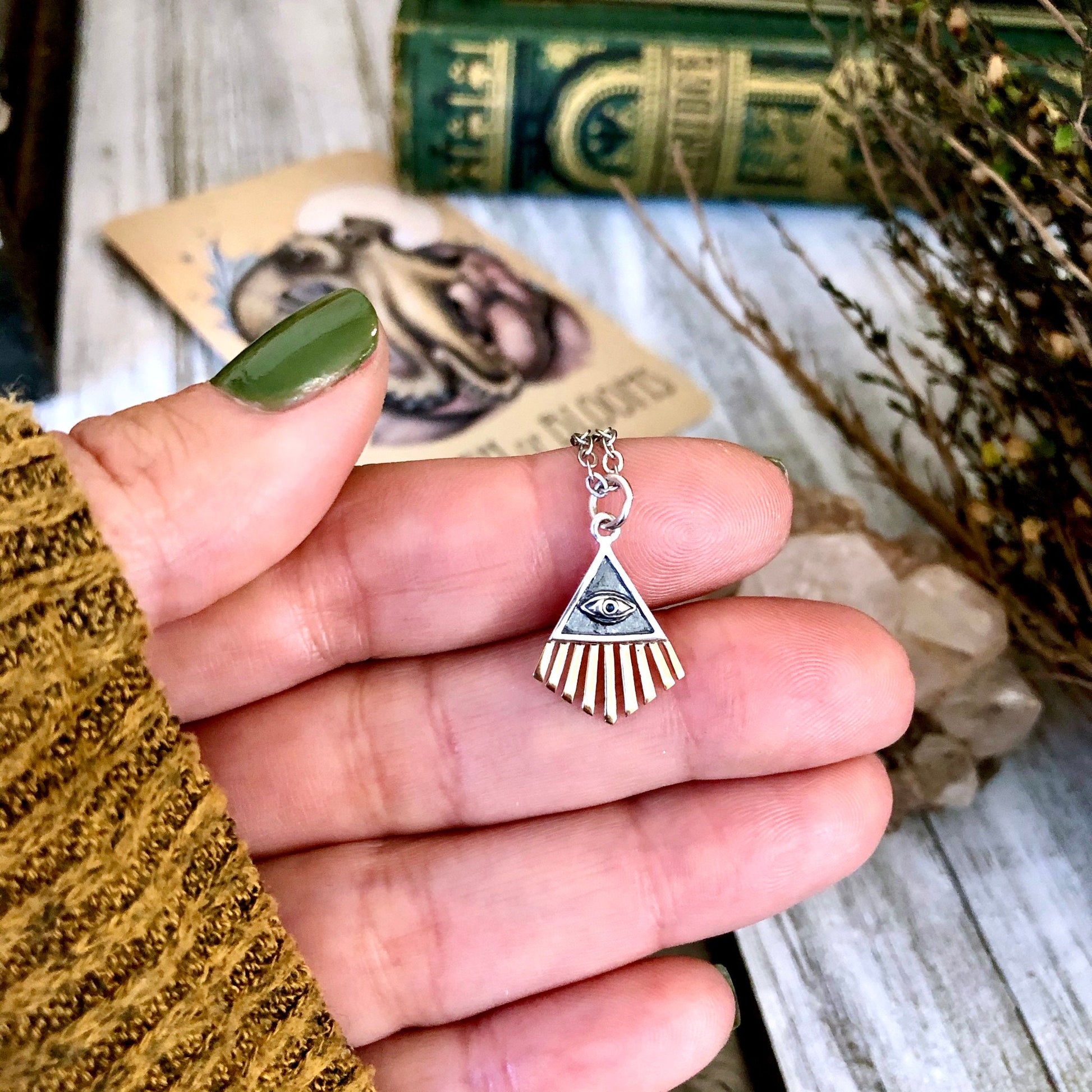 925 Sterling Silver, All Seeing Eye, boho jewelry, Etsy ID: 902579526, Eye Necklace, Foxlark Alchemy, Gift for Woman, Gothic Jewelry, Jewelry, Necklaces, Pendants, Sterling Silver, Talisman Necklace, TINY TALISMANS, Witch Jewelry, Witch necklace, Witchy N