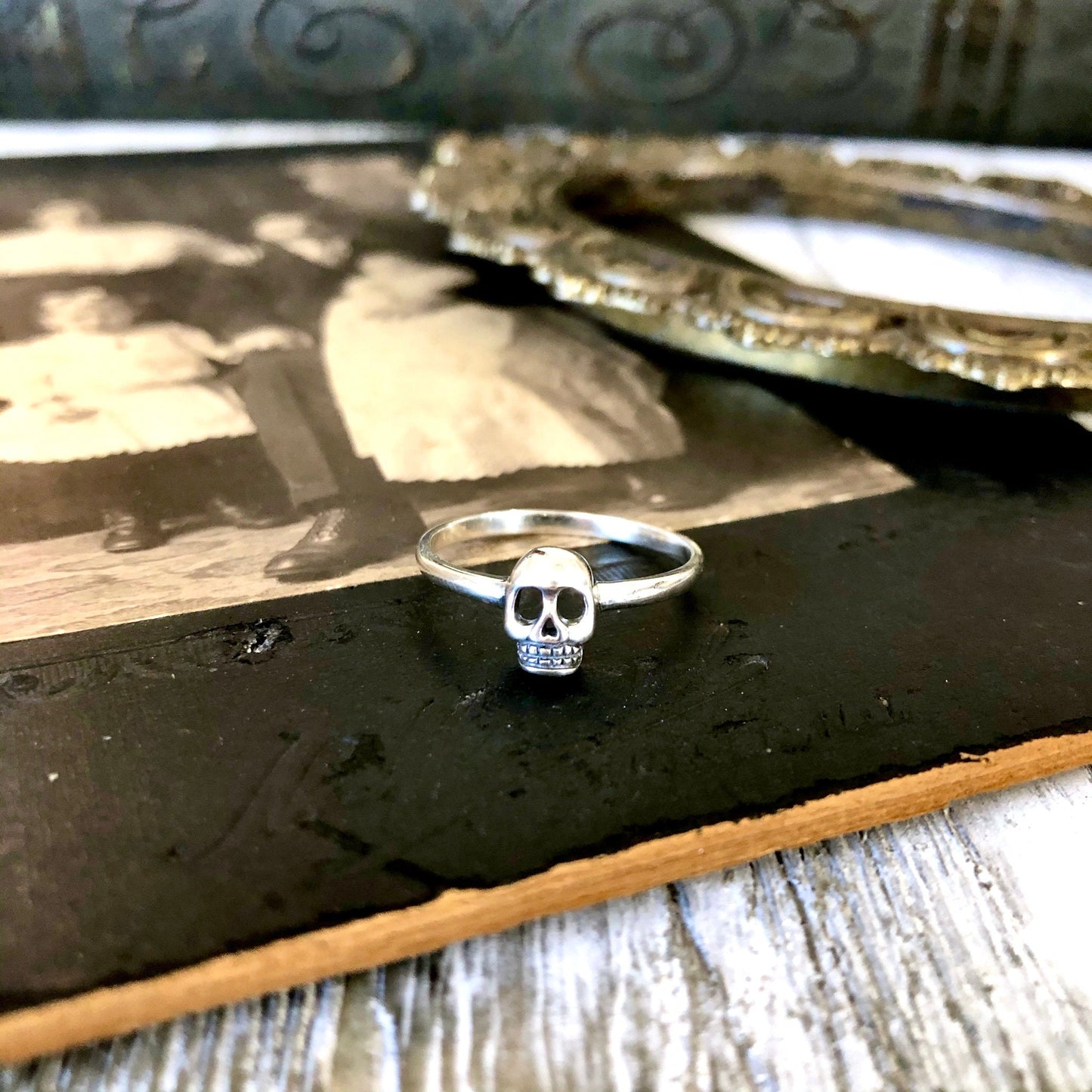 Tiny Talismans Collection- Tiny Skull Ring in Sterling Silver / Curated  Collection