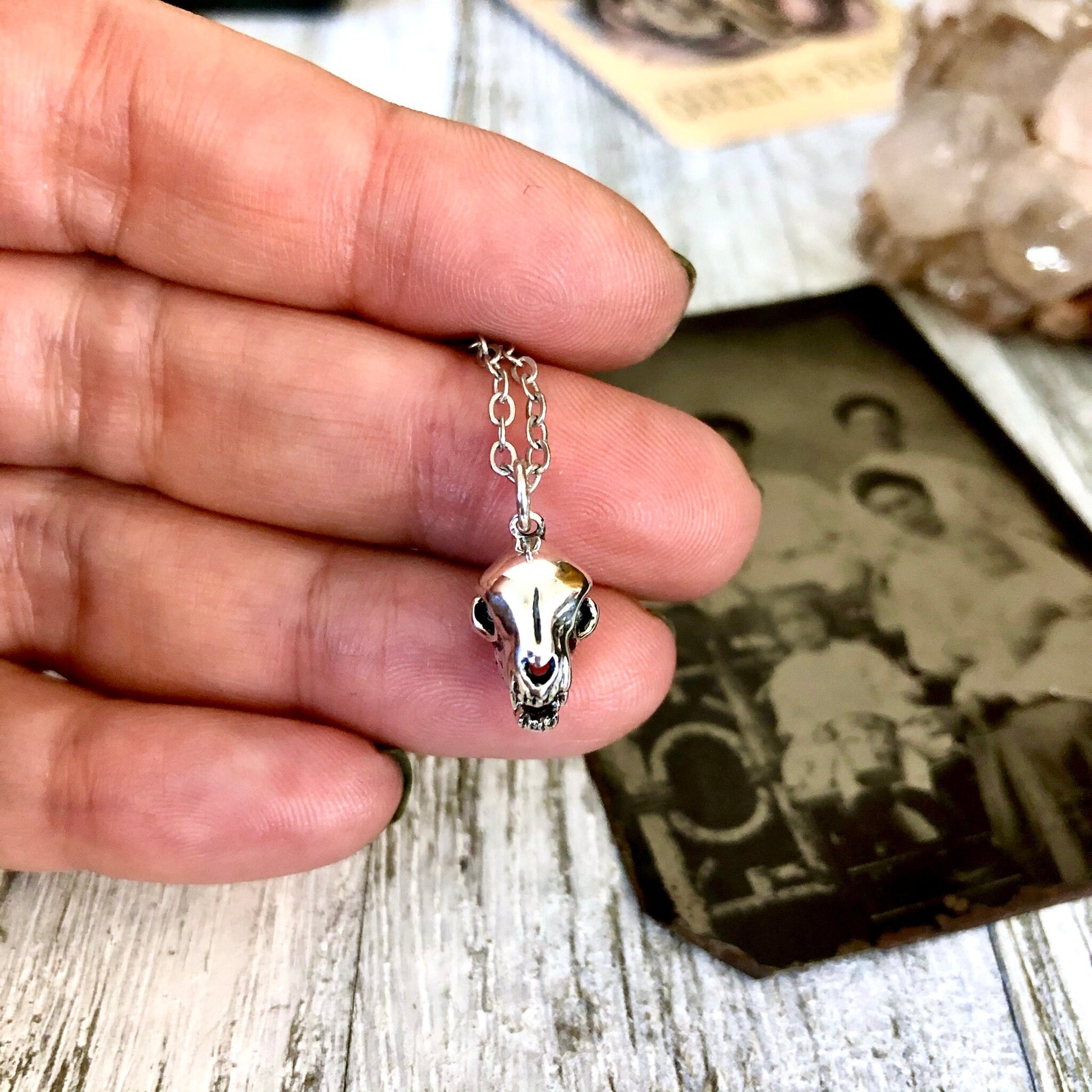 925 Sterling Silver, boho jewelry, Etsy ID: 902578978, Foxlark Alchemy, Gift for Woman, Gothic Jewelry, Jewelry, Necklace Pendant, Necklaces, Pendants, Silver Cat Skull, Sterling Silver, Talisman Necklace, Tiny Talisman, TINY TALISMANS, Witch Jewelry, Wit