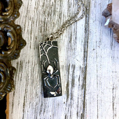 Tiny Talisman Collection - Sterling Silver Spider Necklace Pendant  32mm  /.