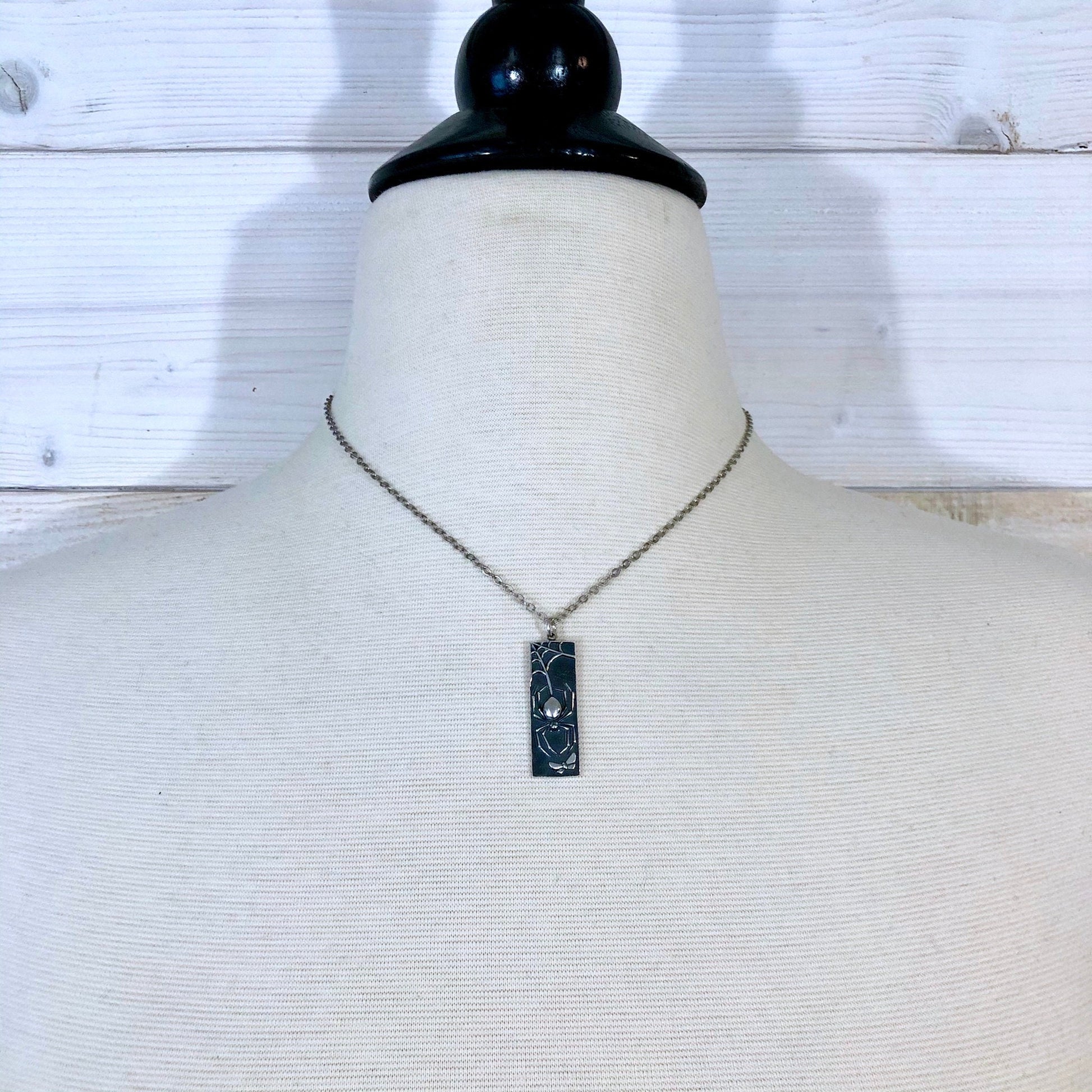Tiny Talisman Collection - Sterling Silver Spider Necklace Pendant  32mm  /.