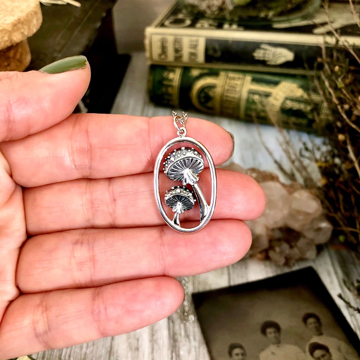 925 Sterling Silver, boho jewelry, Etsy ID: 920829313, Foxlark Alchemy, Geometric Necklace, Gift for Woman, Gothic Jewelry, Jewelry, Mushroom Jewelry, Necklaces, Pendants, Sterling Silver, Talisman Necklace, Tiny Mushroom, TINY TALISMANS, Witch Jewelry, W