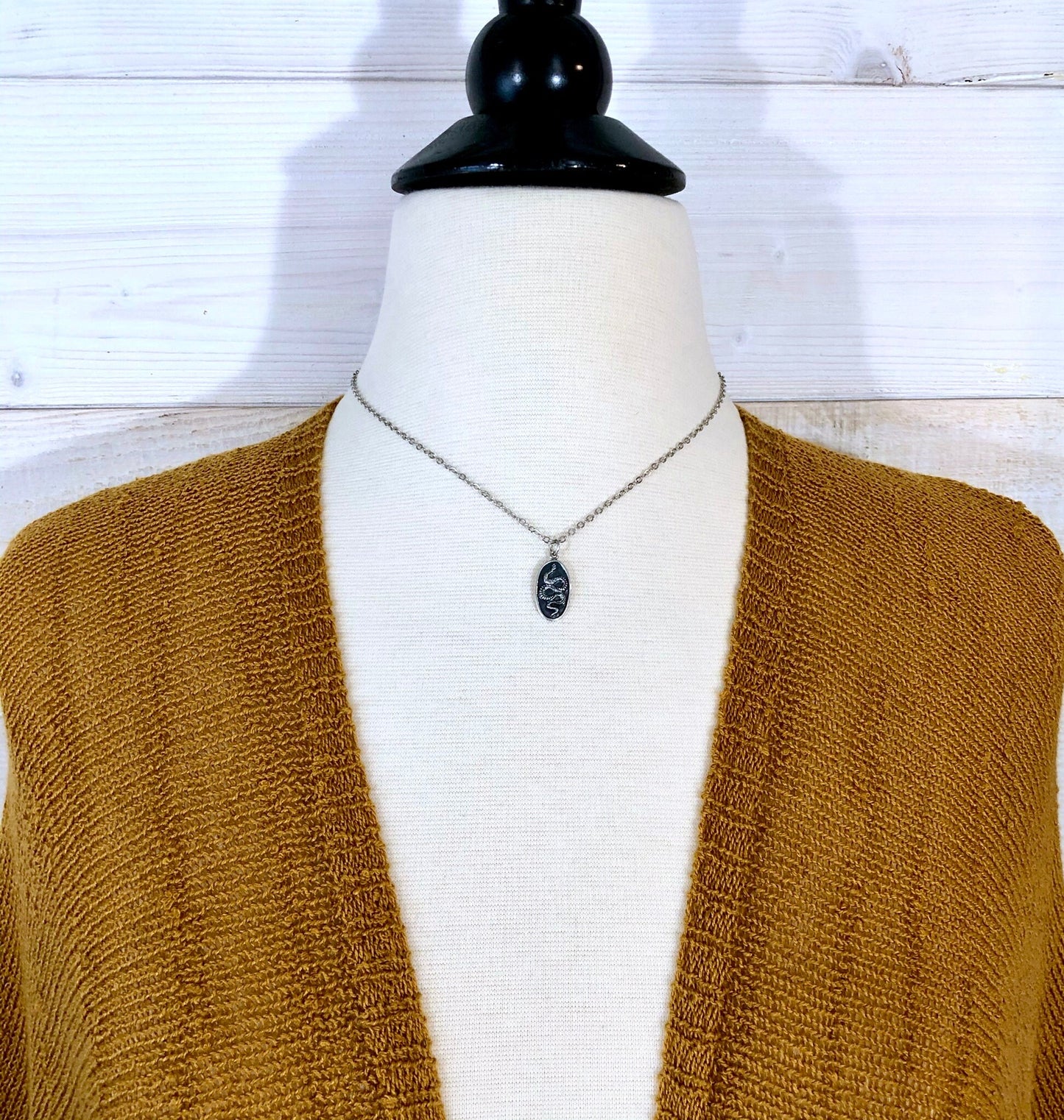 Tiny Taliman Collection - Sterling Silver Snake Pendant 18x10mm  /.