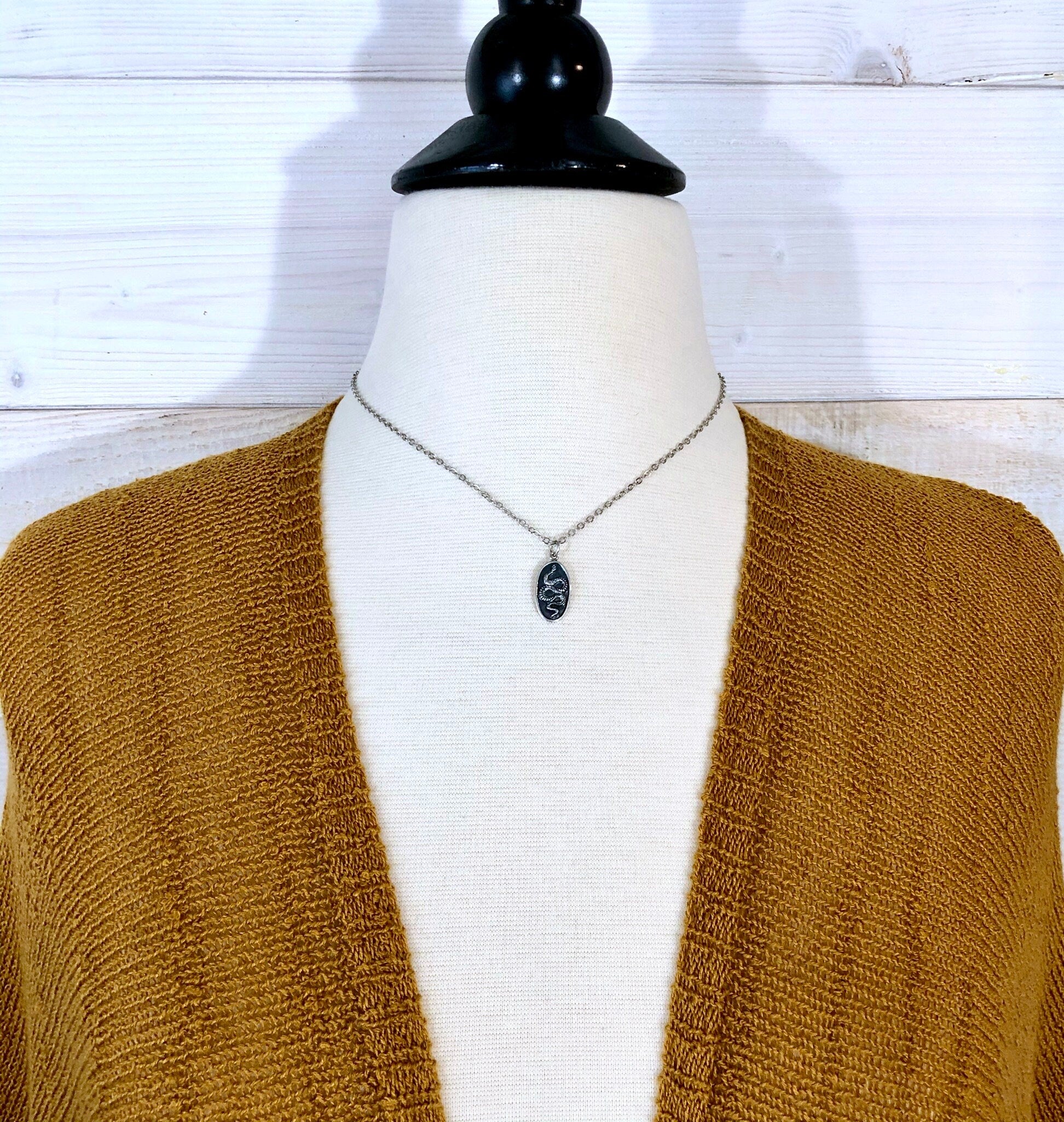 Tiny Taliman Collection - Sterling Silver Snake Pendant 18x10mm  /.