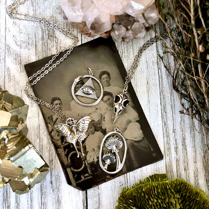 925 Sterling Silver, boho jewelry, Etsy ID: 920829313, Foxlark Alchemy, Geometric Necklace, Gift for Woman, Gothic Jewelry, Jewelry, Mushroom Jewelry, Necklaces, Pendants, Sterling Silver, Talisman Necklace, Tiny Mushroom, TINY TALISMANS, Witch Jewelry, W