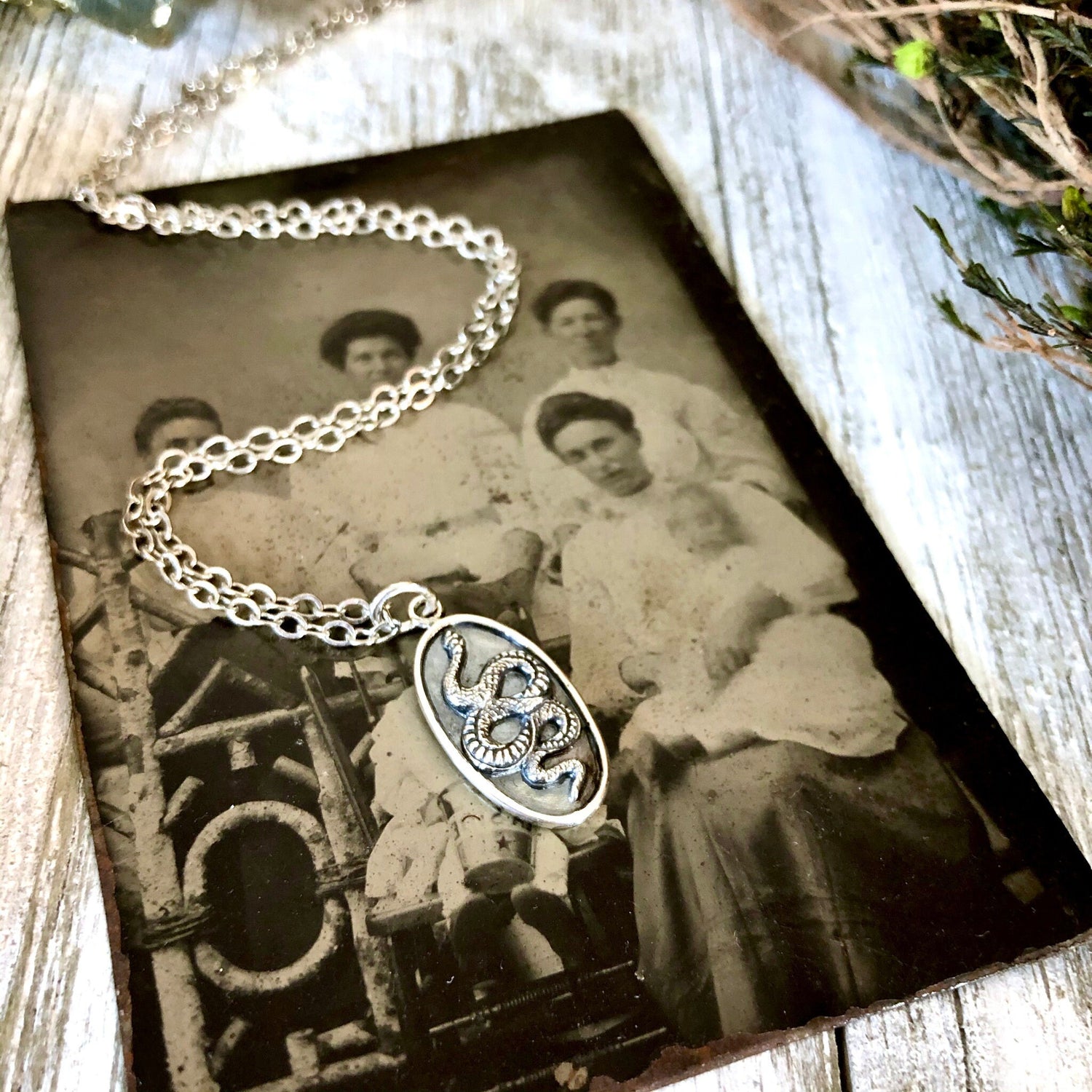 Tiny Taliman Collection - Sterling Silver Snake Pendant 18x10mm / Curated Collection
