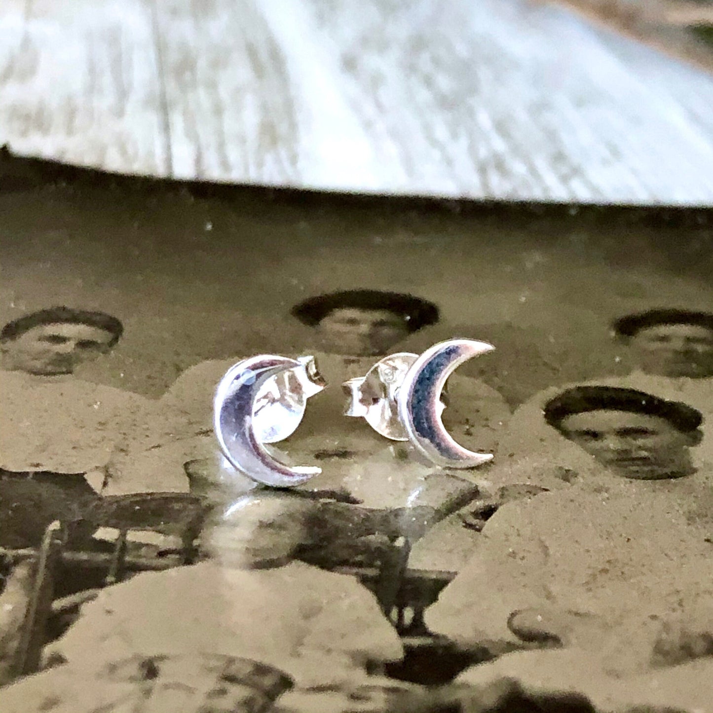 Tiny Sterling Silver Crescent Moon Post Earrings 7x5mm - Foxlark Crystal Jewelry