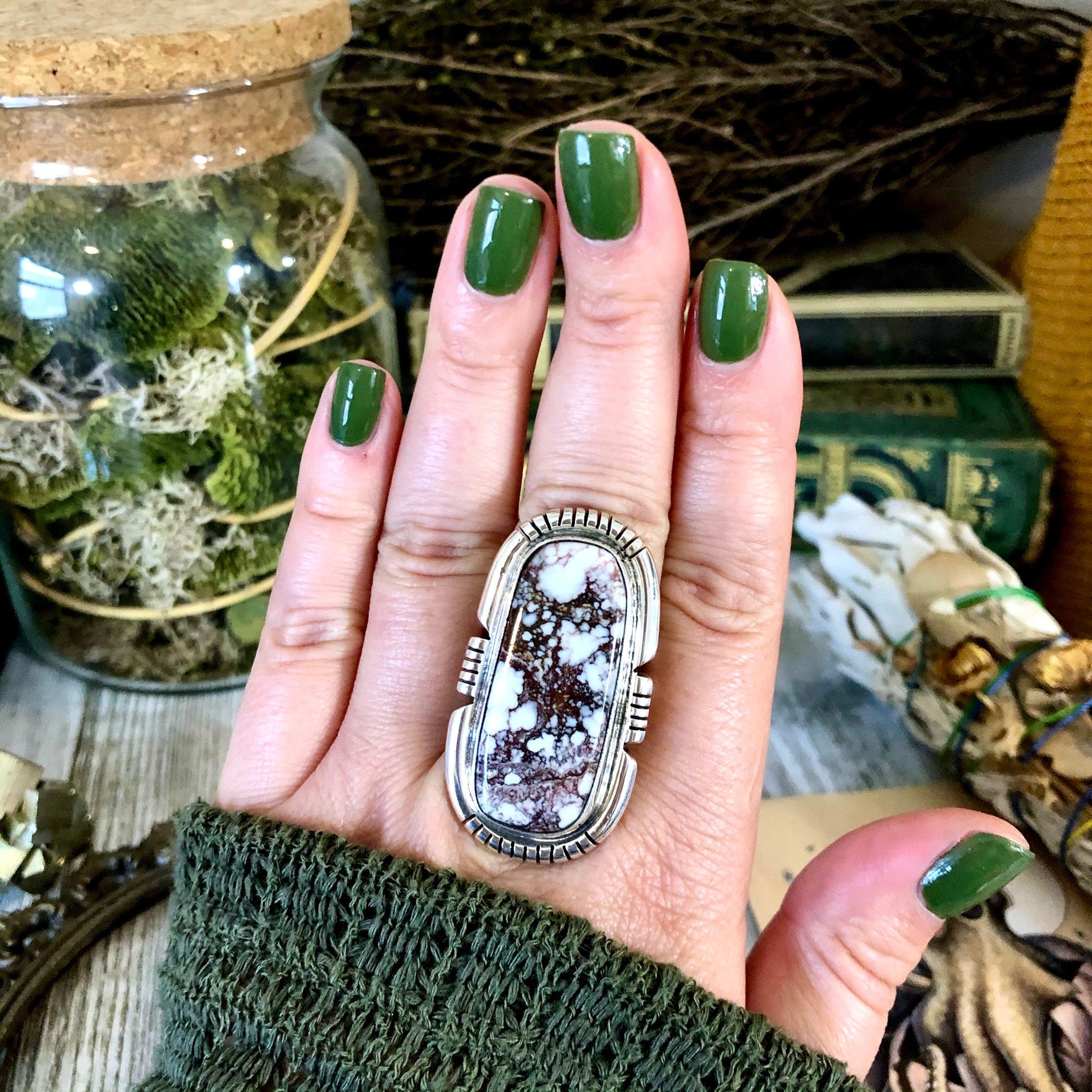 Size 9.5 Stunning Wild Horse Statement Ring Set in Thick Sterling Silver / Curated by FOXLARK Collection.