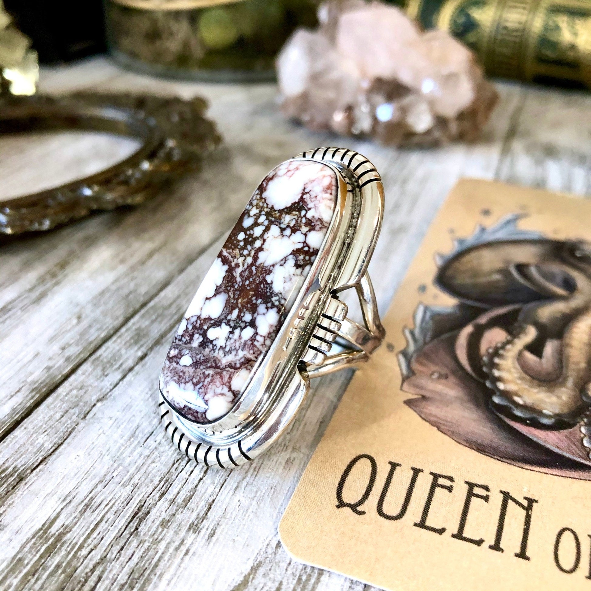 Size 9.5 Stunning Wild Horse Statement Ring Set in Thick Sterling Silver / Curated by FOXLARK Collection.