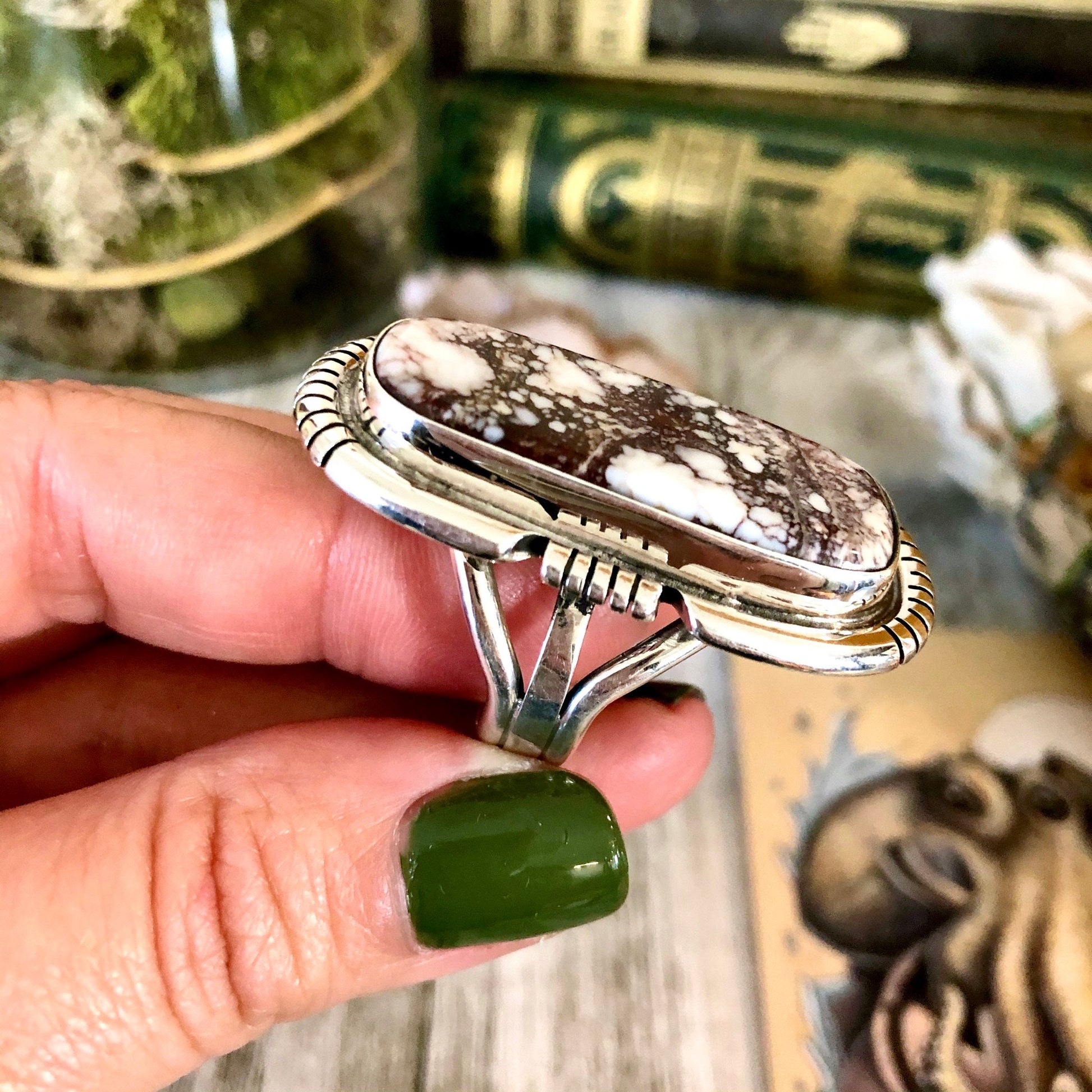 Size 9.5 Stunning Wild Horse Statement Ring Set in Thick Sterling Silver / Curated by FOXLARK Collection.