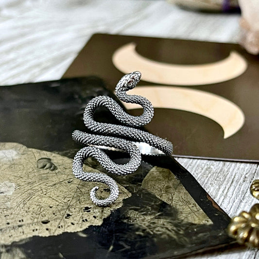 Snake Ring in Sterling Silver Adjustable / Tiny Talismans Collection - Foxlark Crystal Jewelry
