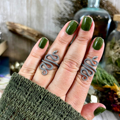 Snake Ring in Sterling Silver Adjustable / Tiny Talismans Collection.