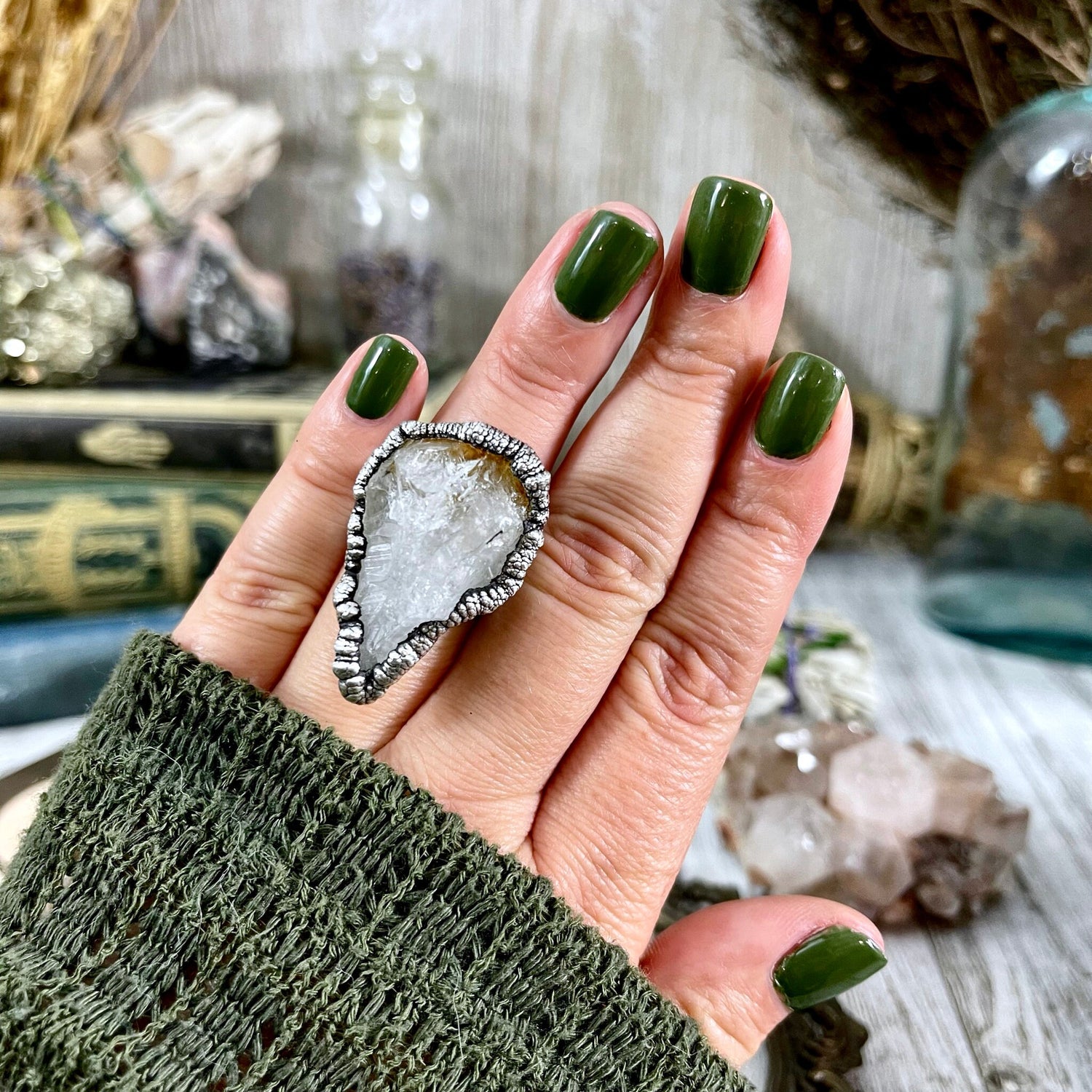 Size 6.5 Raw Citrine Ring Set in Fine Silver / Foxlark Collection - One of a Kind