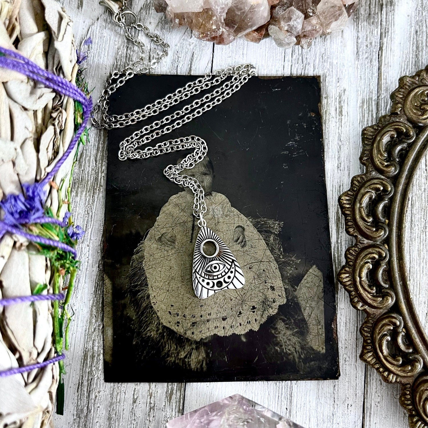 Tiny Talisman Collection - Sterling Silver Ouija Planchette Pendant 25x15mm / Curated by Foxlark Collection - 925