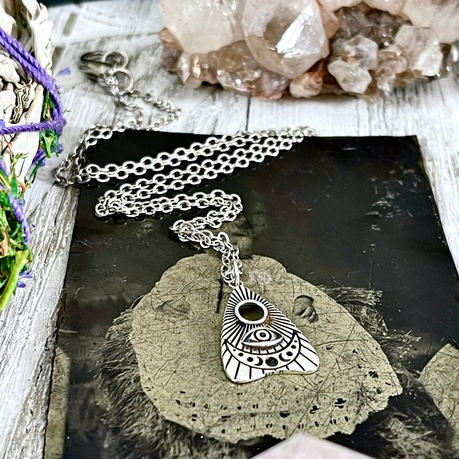 Tiny Talisman Collection - Sterling Silver Ouija Planchette Pendant 25x15mm / Curated by Foxlark Collection - 925