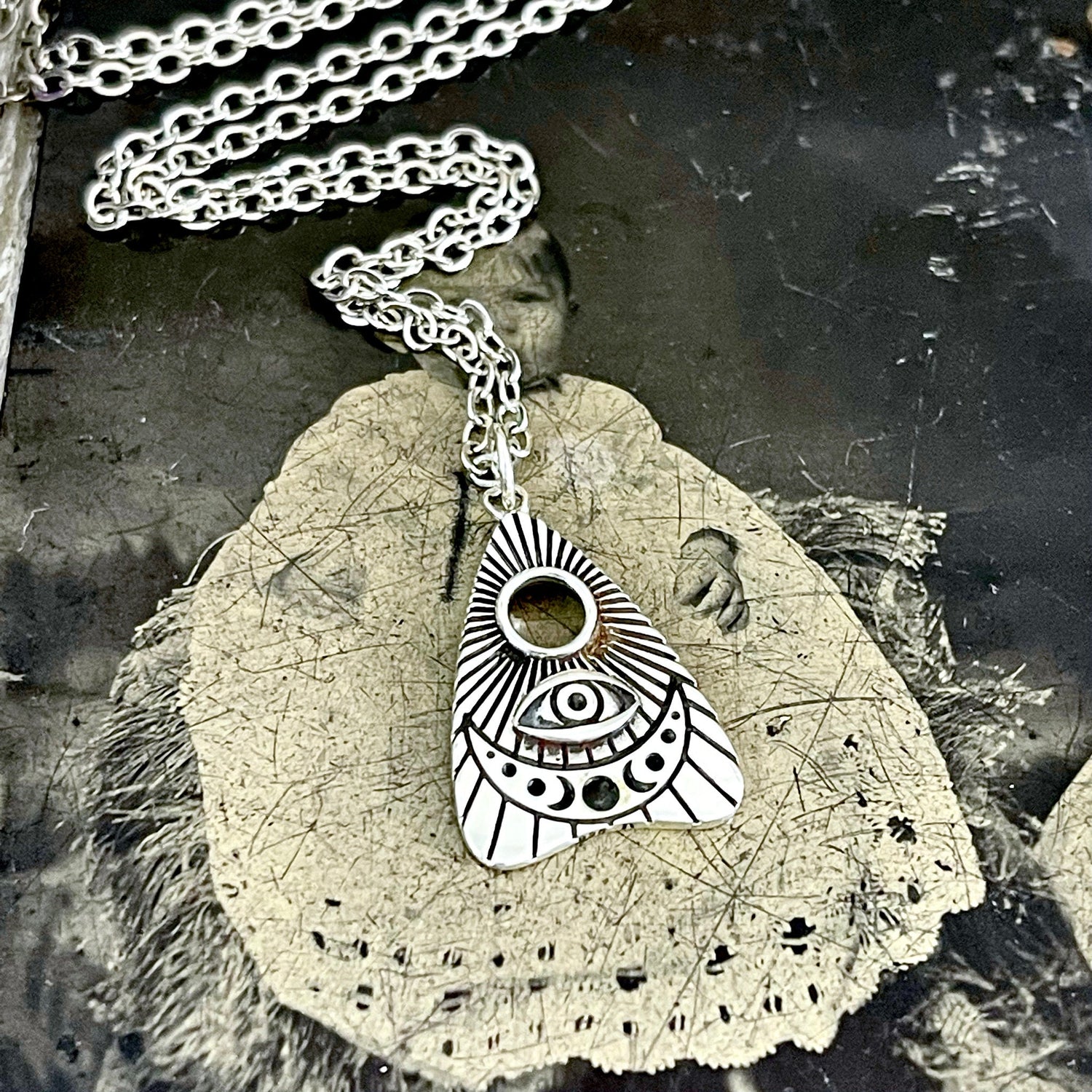Tiny Talisman Collection - Sterling Silver Ouija Planchette Pendant 25x15mm / Curated by Foxlark Collection - 925