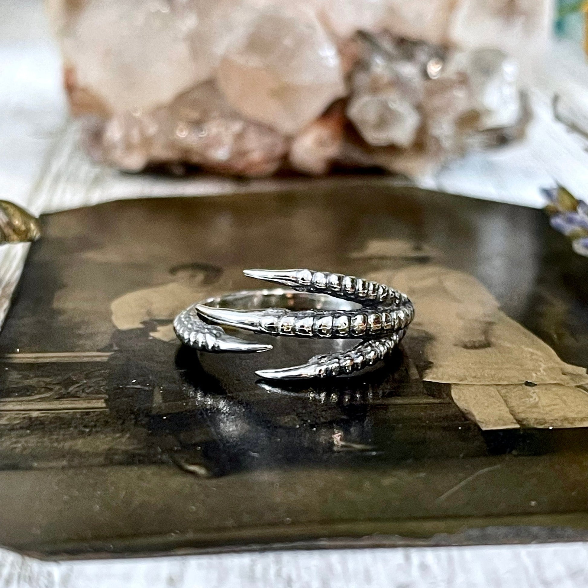 925, Adjustable Ring, Bird Claw Ring, Bohemian Ring, boho jewelry, boho ring, Etsy ID: 1136998367, Festival Jewelry, Goth Ring, Gothic Jewelry, gypsy ring, Jewelry, Raven Claw Ring, Rings, Statement Rings, Sterling Silver, TINY TALISMANS, Witch Jewelry