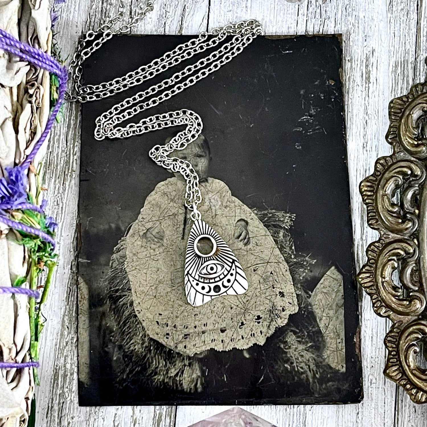 Tiny Talisman Collection - Sterling Silver Ouija Planchette Pendant 25x15mm / Curated by Foxlark Collection - 925