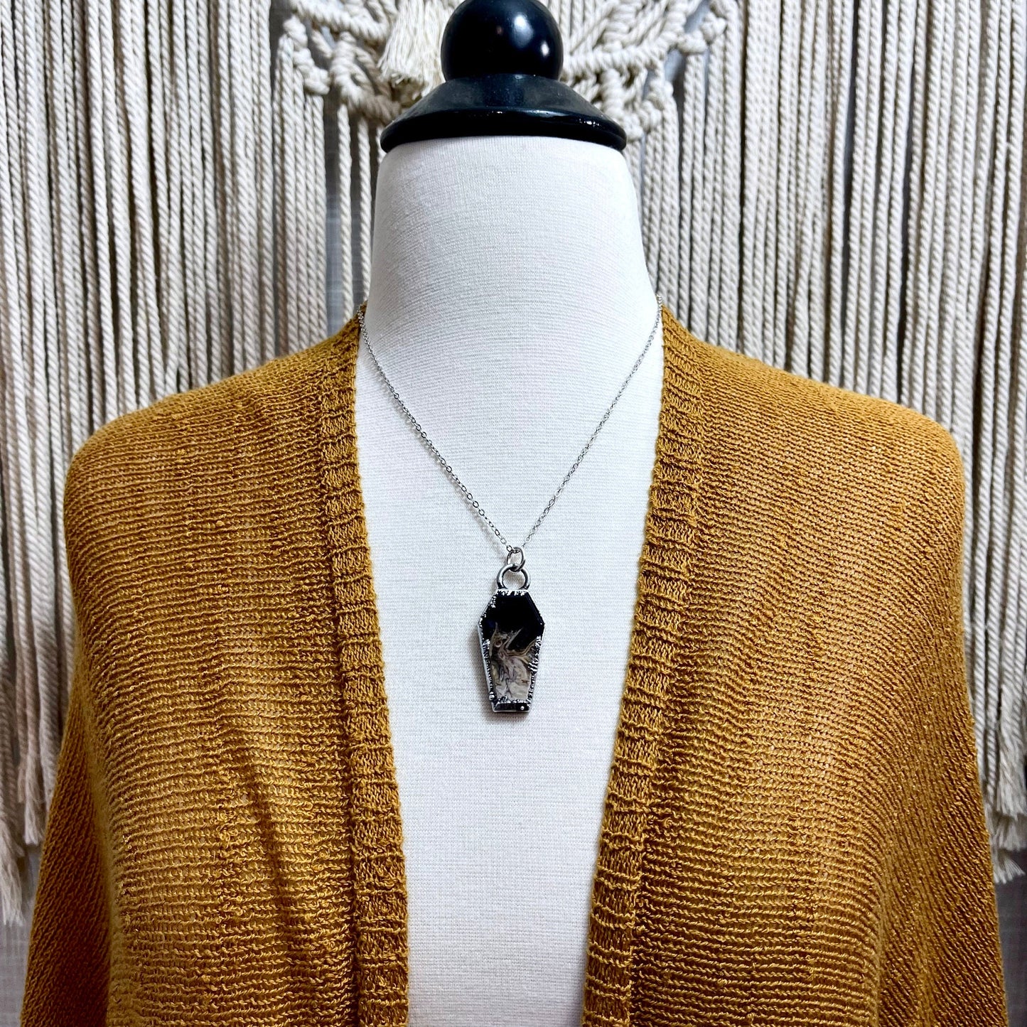 Fossilized Palm Root Coffin Necklace in Fine Silver  / Foxlark Collection - One of a Kind
