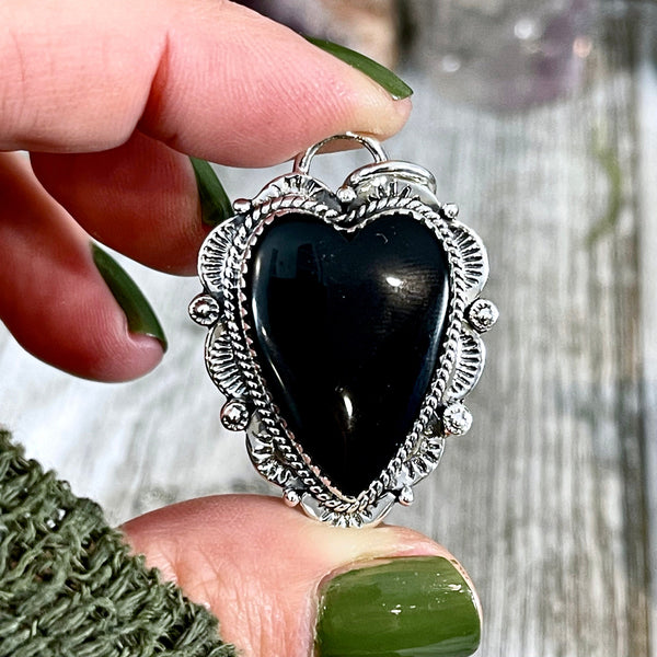 ★ROSEMONT★ Silver Black Onyx Heart Necklace RC24B03K Black Onyx Heart Pendant/sterling Silver/ Heart Necklace