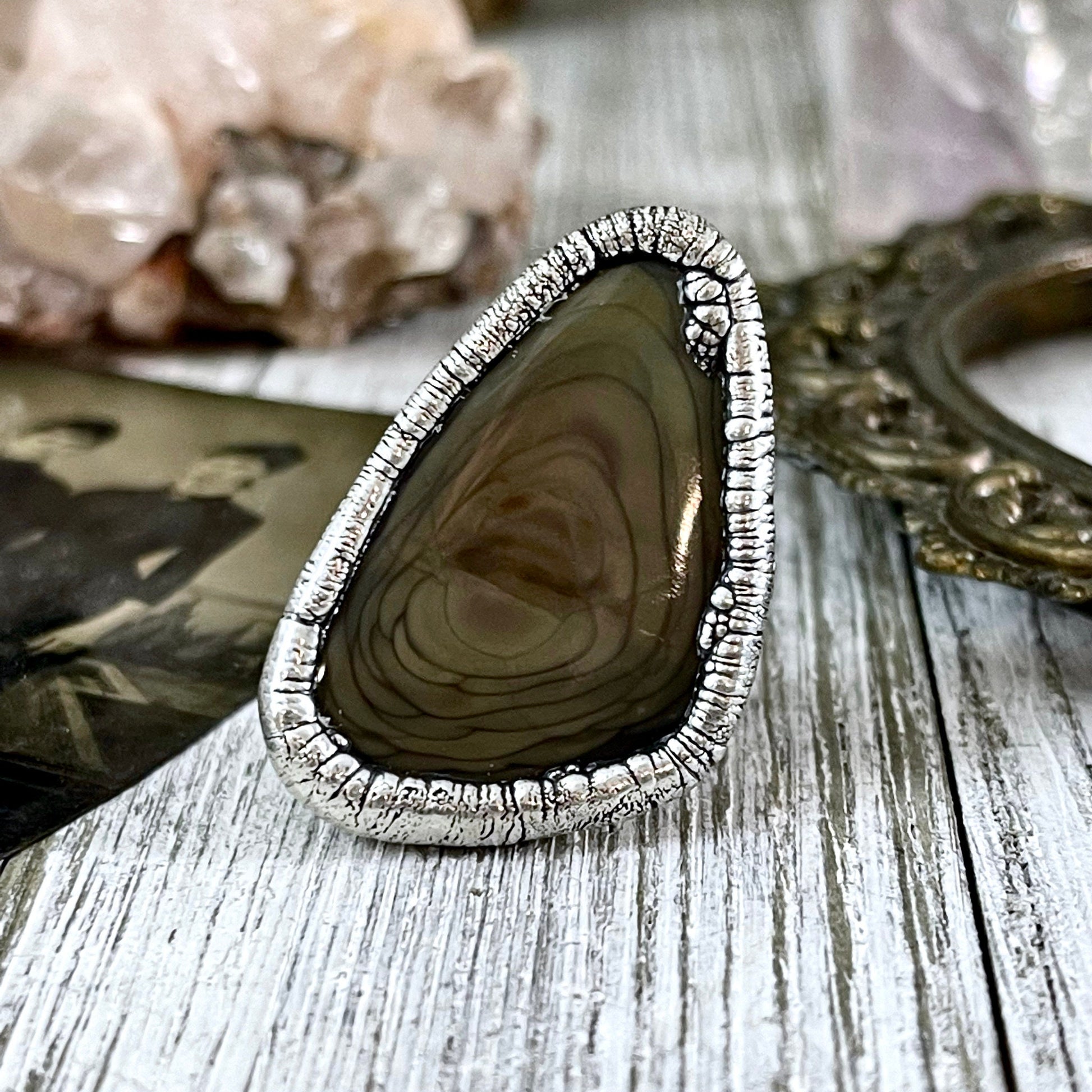 Bohemian Ring, boho jewelry, boho ring, crystal ring, Etsy ID: 1150581696, Festival Jewelry, Foxlark Alchemy, FOXLARK- RINGS, gypsy ring, Imperial Jasper, Jewelry, Large Crystal, Rings, Statement Rings
