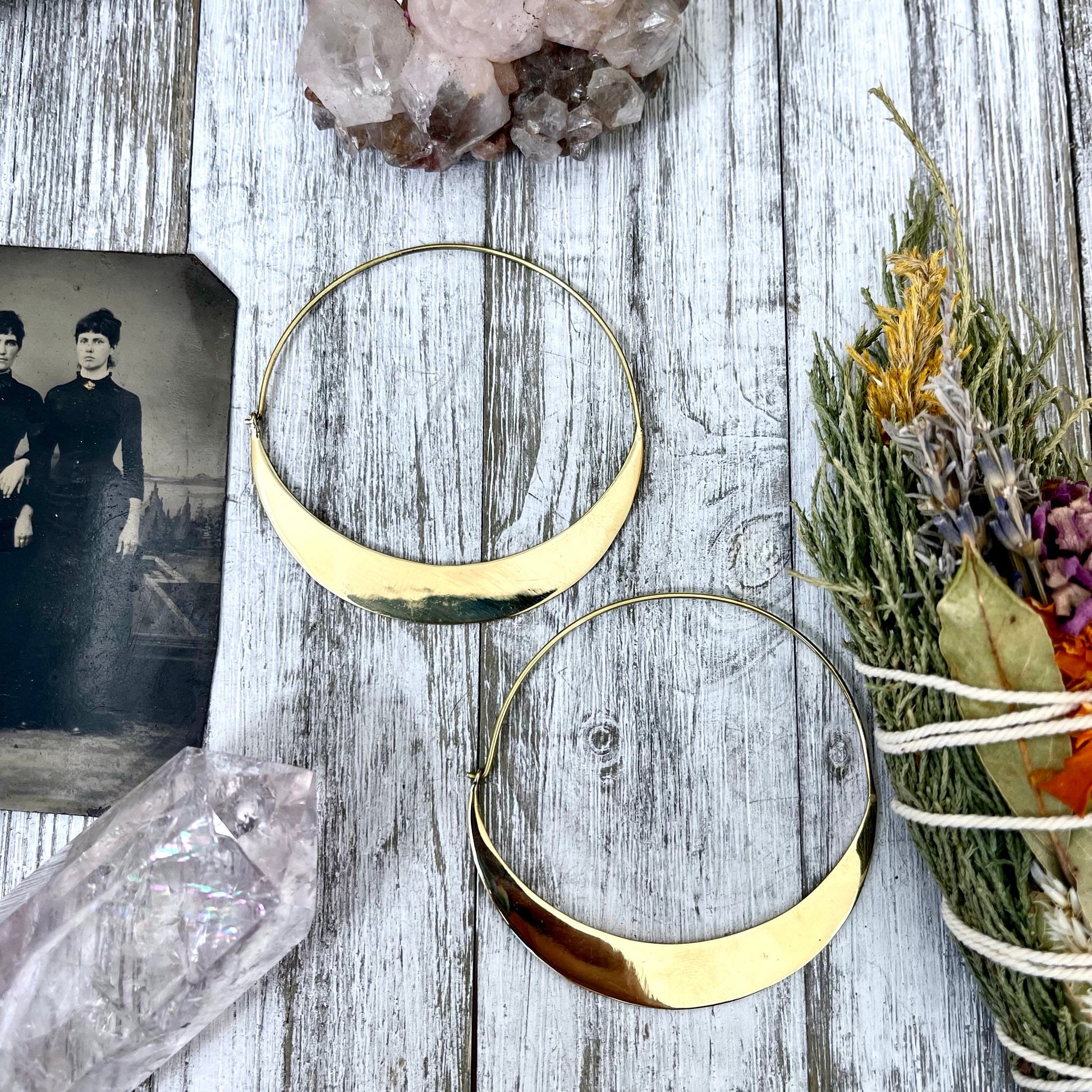 Big Bold Brass Hoop Earrings - Foxlark Crystal Jewelry