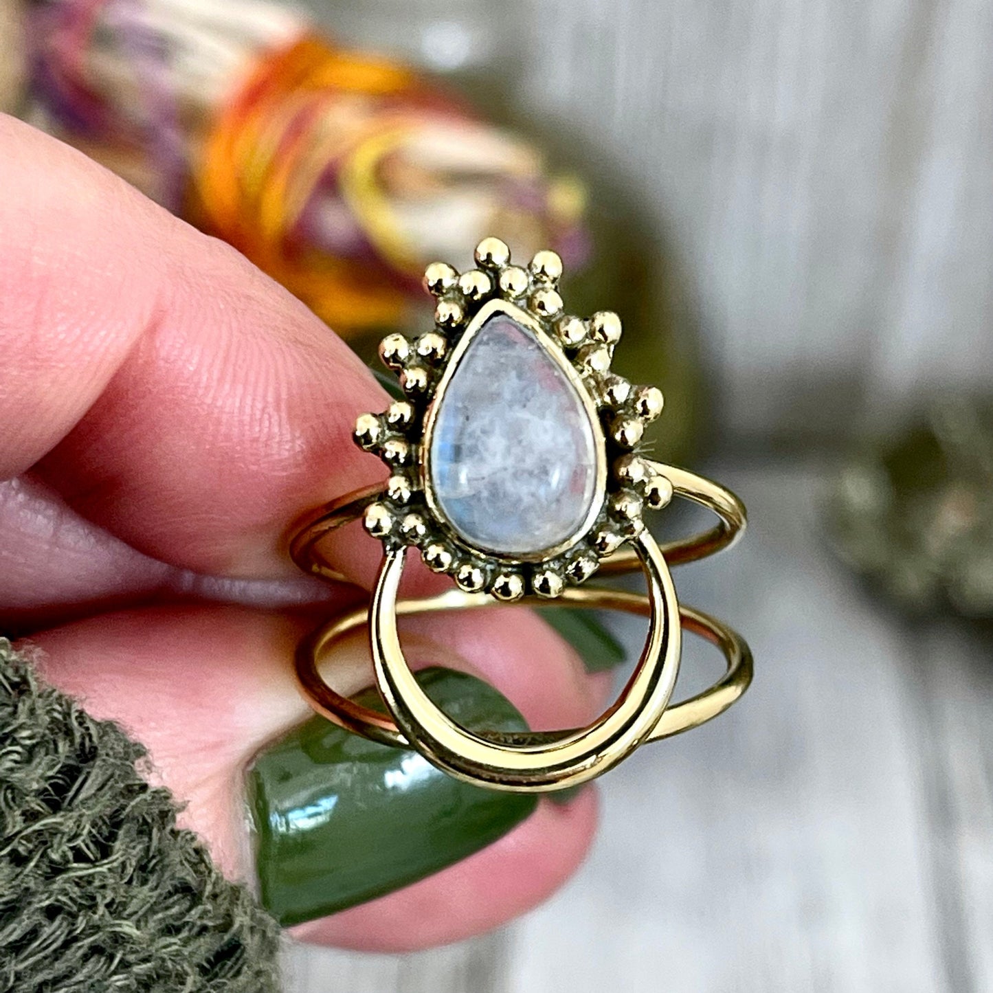Bohemian Ring, boho jewelry, boho ring, crystal ring, CURATED- RINGS, Etsy ID: 1212029929, Festival Jewelry, gypsy ring, Jewelry, Large Crystal, Rainbow Moonstone, Rings, Statement Rings