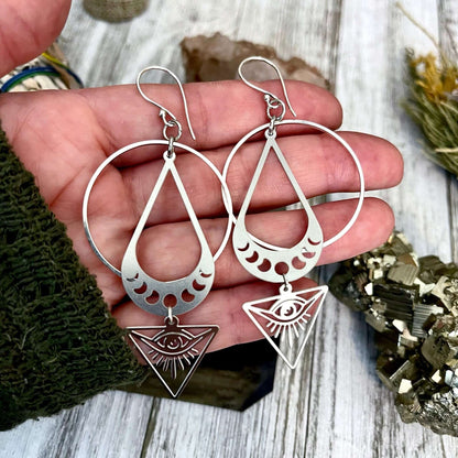 Big Earrings, blackened silver, bohemian earrings, Boho Earrings, Crescent moon, Dangle & Drop Earrings, Dangly Earrings, Earrings, Etsy ID: 1218678158, Geometric Earrings, Hoop Earrings, Jewelry, Long Earrings, Silver Earrings, silver hoops, Sterling sil