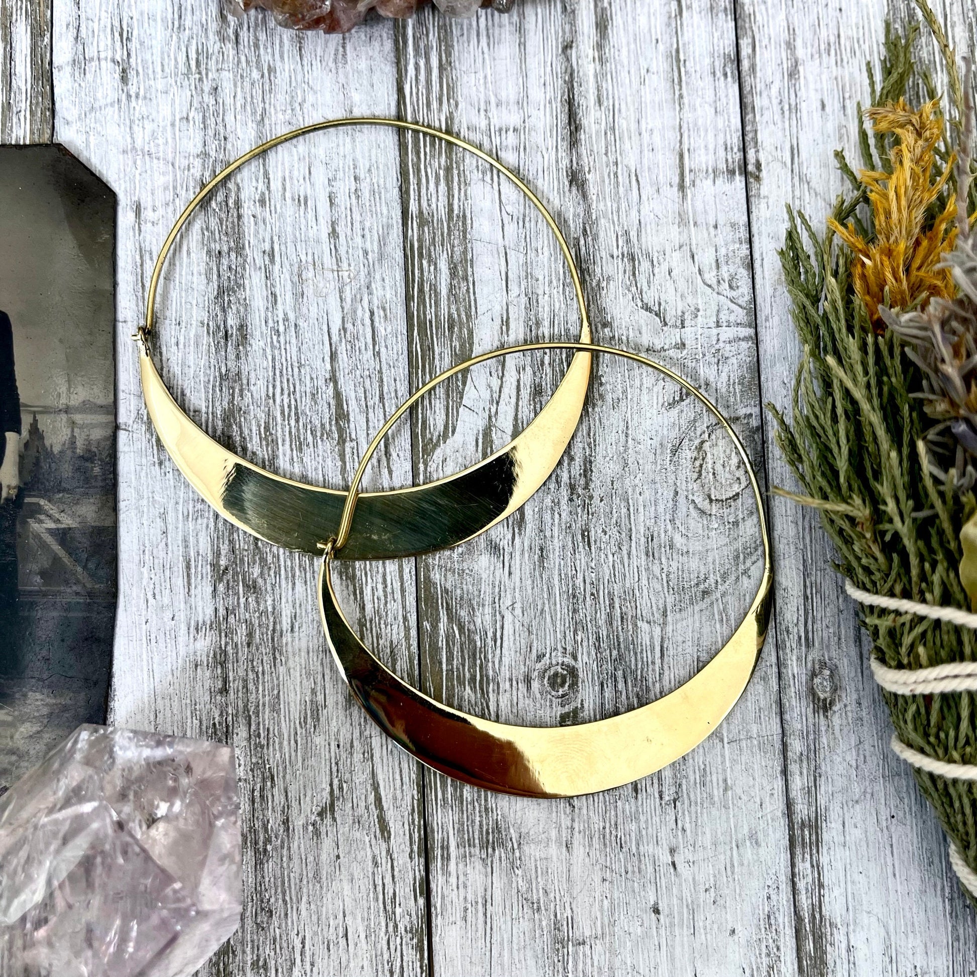 Big Bold Brass Hoop Earrings - Foxlark Crystal Jewelry