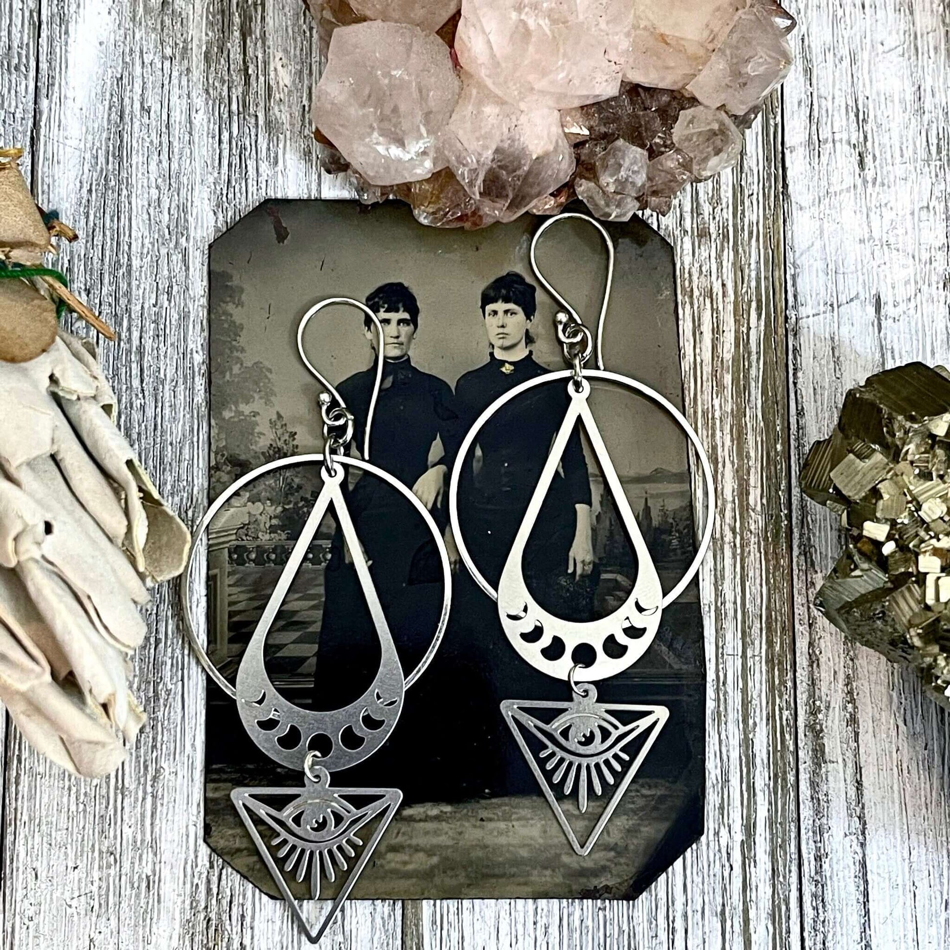 Big Earrings, blackened silver, bohemian earrings, Boho Earrings, Crescent moon, Dangle & Drop Earrings, Dangly Earrings, Earrings, Etsy ID: 1218678158, Geometric Earrings, Hoop Earrings, Jewelry, Long Earrings, Silver Earrings, silver hoops, Sterling sil