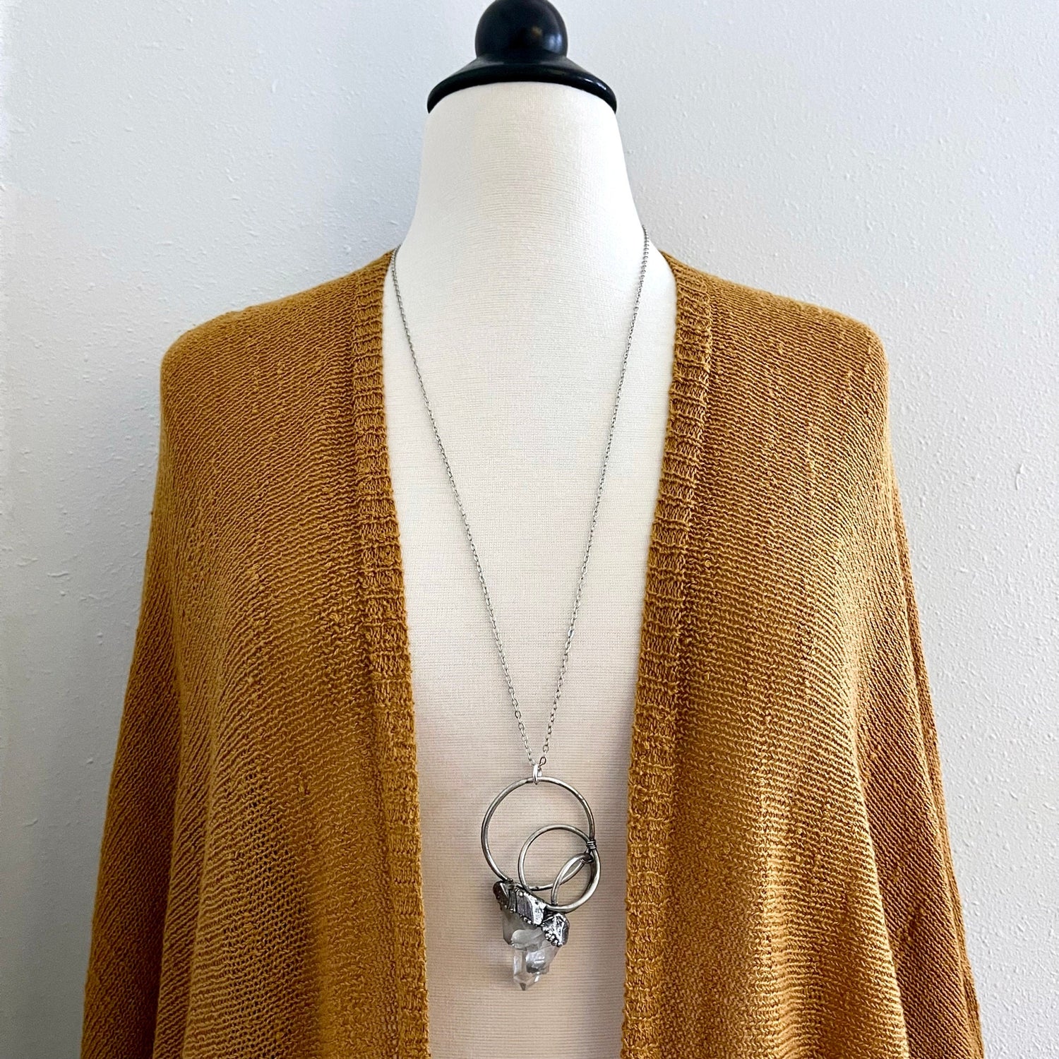 Raw Clear Quartz Cluster Crystal Statement Necklace in Fine Silver / Foxlark Collection - One of a Kind