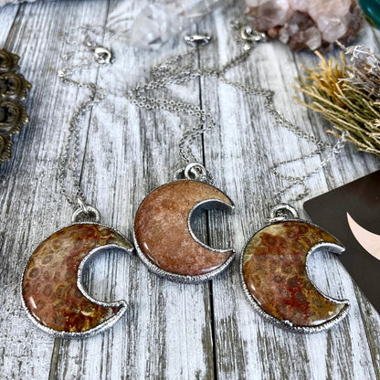 Bohemian Fashion, Bohemian Jewelry, Crescent Moon, Crystal Jewelry, Crystal Necklace, Crystal Necklaces, Crystal pendant, Etsy ID: 1318999109, Fossilized Palm Root, FOXLARK- NECKLACES, Healing Crystal, Jewelry, Jewelry For Woman, Moon Necklace, Necklaces,