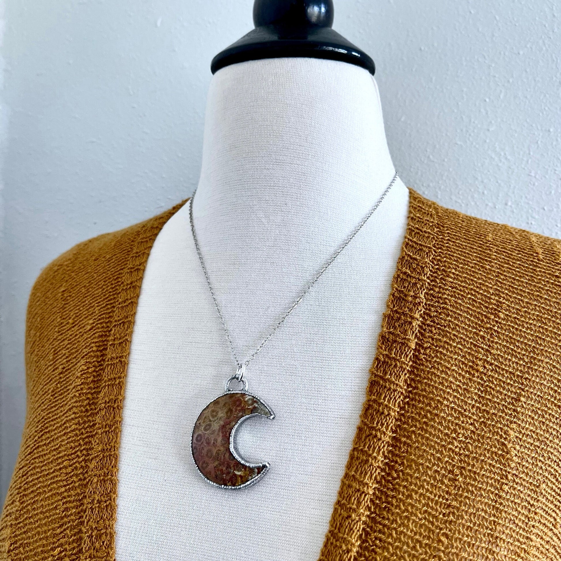 Bohemian Fashion, Bohemian Jewelry, Crescent Moon, Crystal Jewelry, Crystal Necklace, Crystal Necklaces, Crystal pendant, Etsy ID: 1318999109, Fossilized Palm Root, FOXLARK- NECKLACES, Healing Crystal, Jewelry, Jewelry For Woman, Moon Necklace, Necklaces,