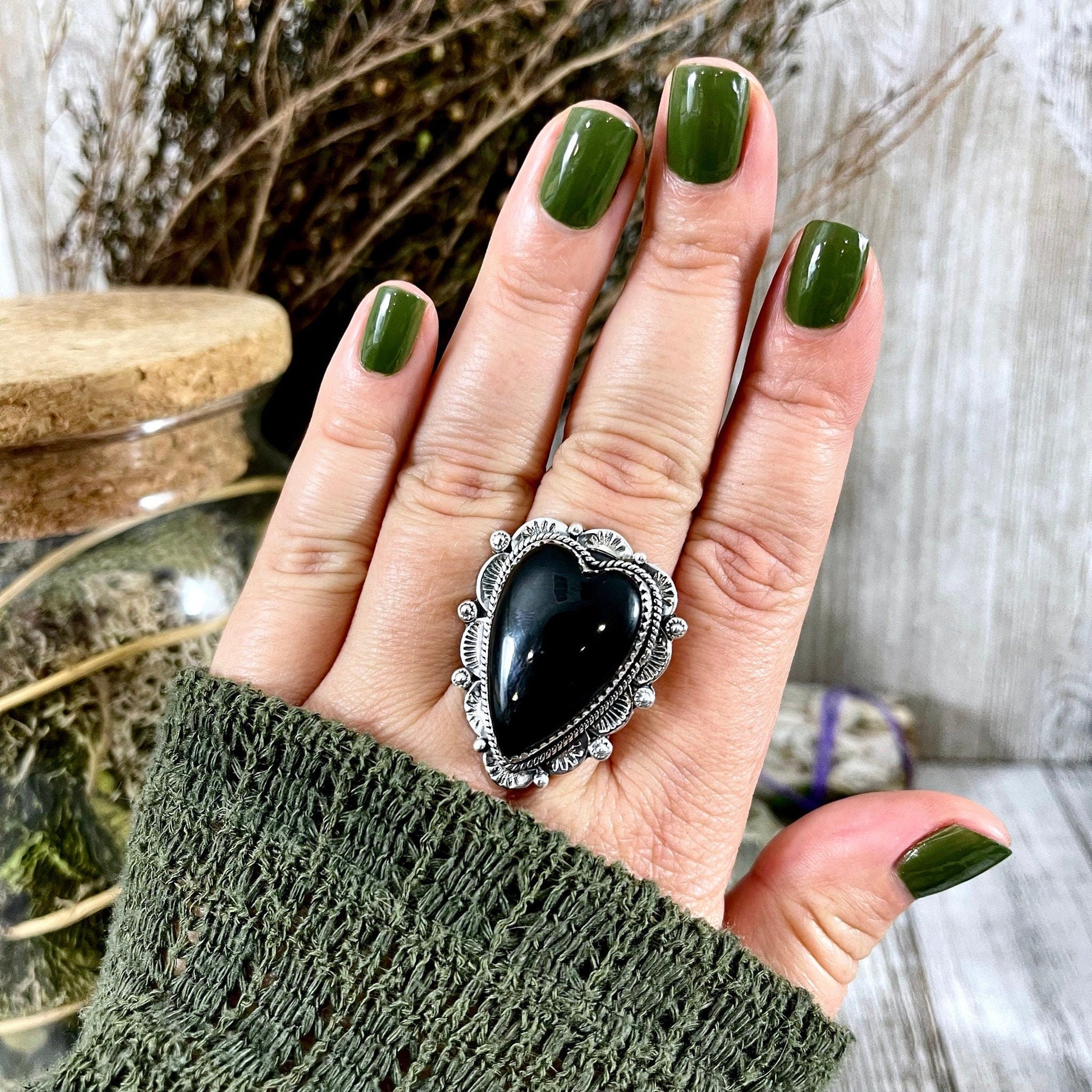 Sterling Silver Forest Rings with Stones | Size 9 - 15