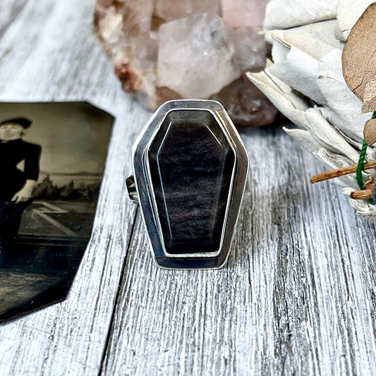 Black Stone Ring, Coffin Jewelry, Coffin Ring, Crystal Ring, Etsy Id 1088434750, Foxlark Alchemy, FOXLARK- RINGS, Goth Jewelry, Gypsy Ring, Halloween Jewelry, Halloween Ring, Jewelry, Moon Jewelry, Rings, Statement Rings, Wholesale, Witch Jewelry