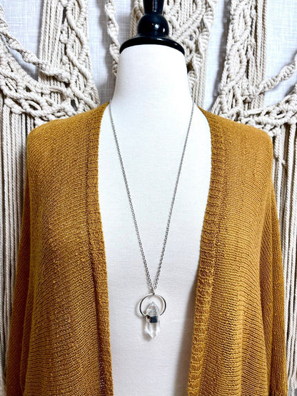 Clear Quartz Crystal Point Necklace in Sterling Silver  -Designed by FOXLARK Collection.
