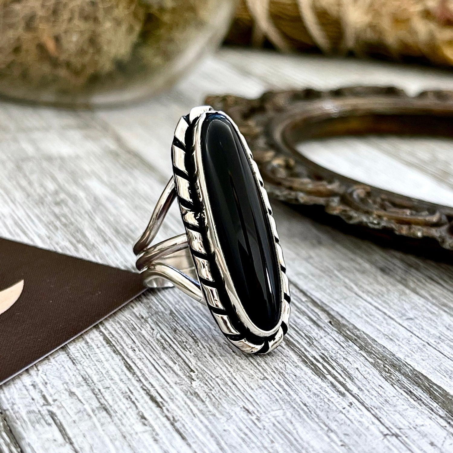 Size 7 8 9 Black Onyx Statement Ring Set in Sterling Silver / Curated by FOXLARK Collection