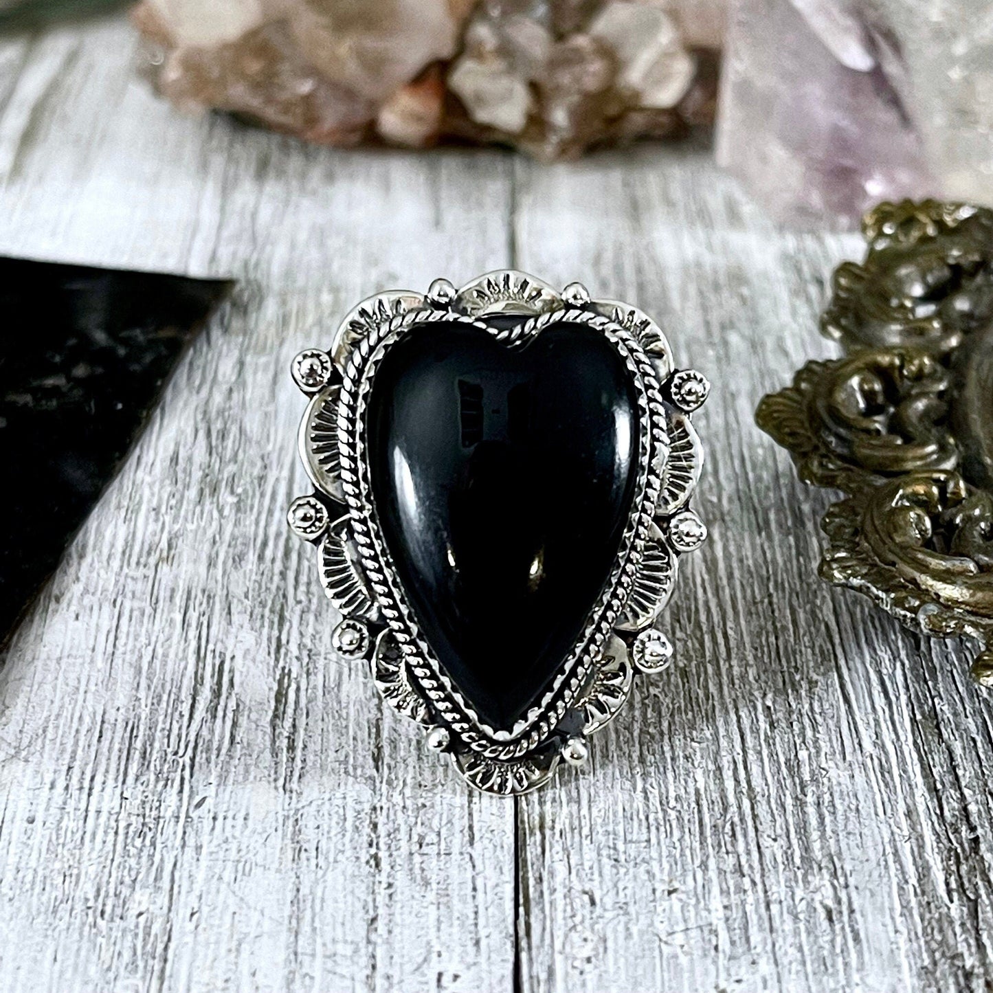 Big Bold Jewelry, Big Crystal Ring, Big Ring, Big Stone Ring, Black Onyx Ring, Bohemian Ring, Boho Jewelry, Boho Ring, Crystal Ring, Etsy Id 1137637138, Foxlark Alchemy, FOXLARK- RINGS, Gypsy Ring, Jewelry, Rings, Statement Rings, Wholesale