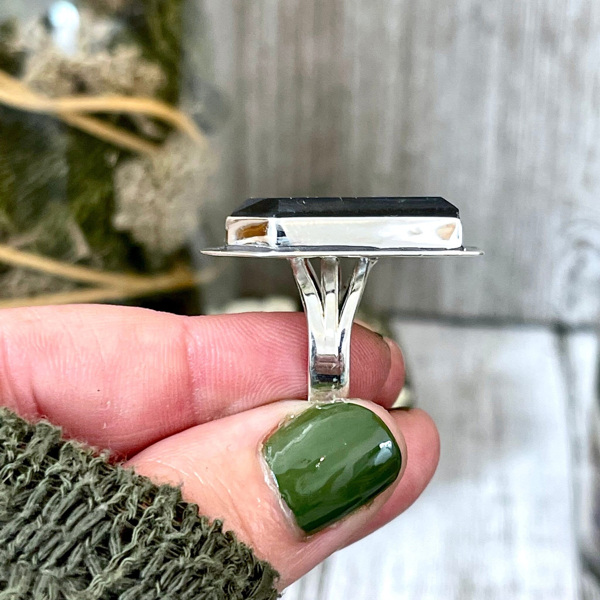 Labradorite coffin deals ring