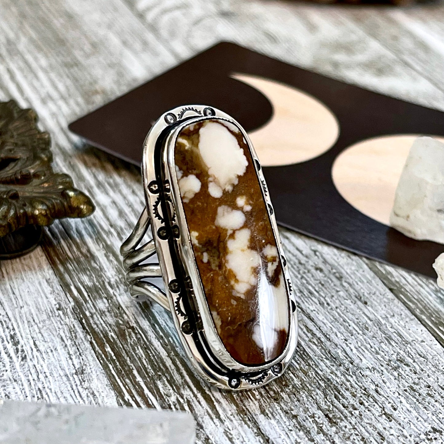 Size 9.5 Stunning Wild Horse Statement Ring Set in Thick Sterling Silver / Curated by FOXLARK Collection