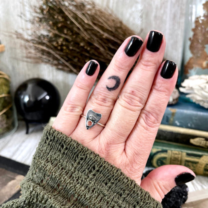 Tiny Talisman Planchette Ring in Sterling Silver / Size 7 8 9.